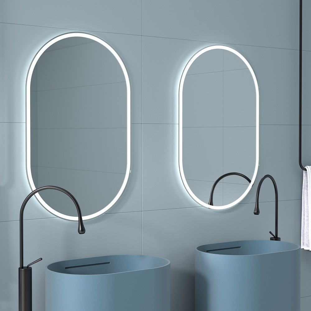 Espejo con luces led de forma ovalada para baño - Prendeluz