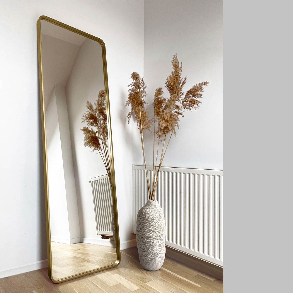 Espejo irregular, espejo asimétrico de longitud completa, espejo de pared  moderno dorado, espejo grande con forma de cuerpo irregular para sala de