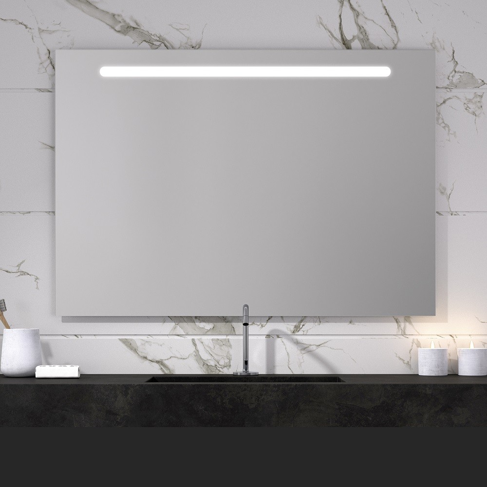 Specchio bagno a led 100x70 cm con cornice Bianca