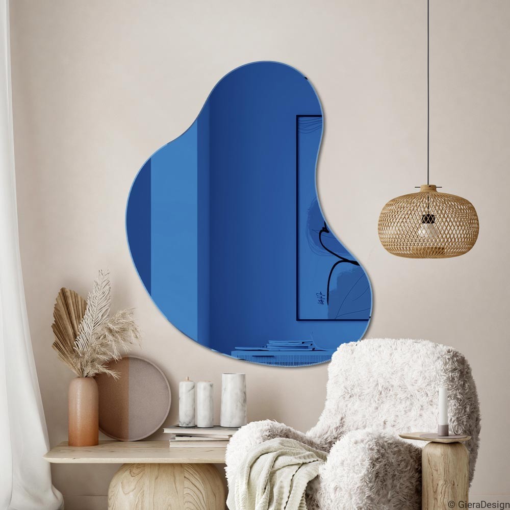 Specchio Decorativo Asimmetrico Di Colore Blu