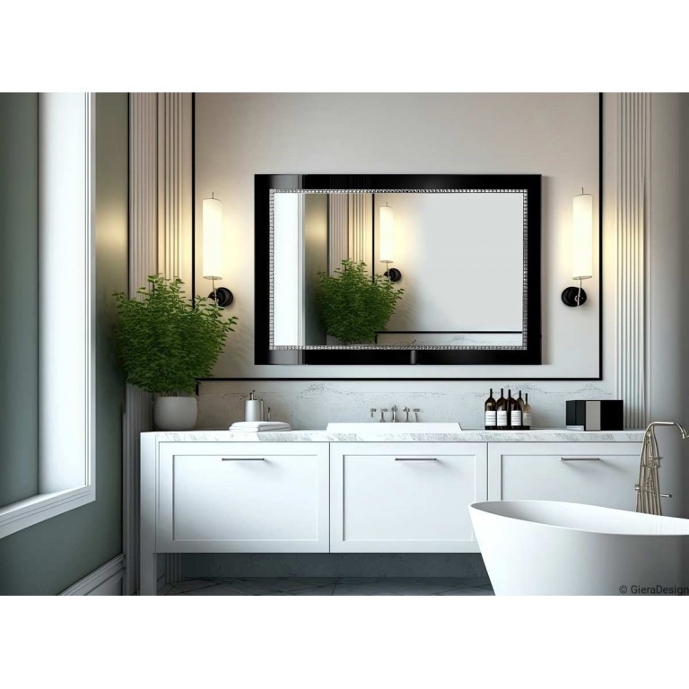 Specchio Per Bagno Cornice In Vetro Nero