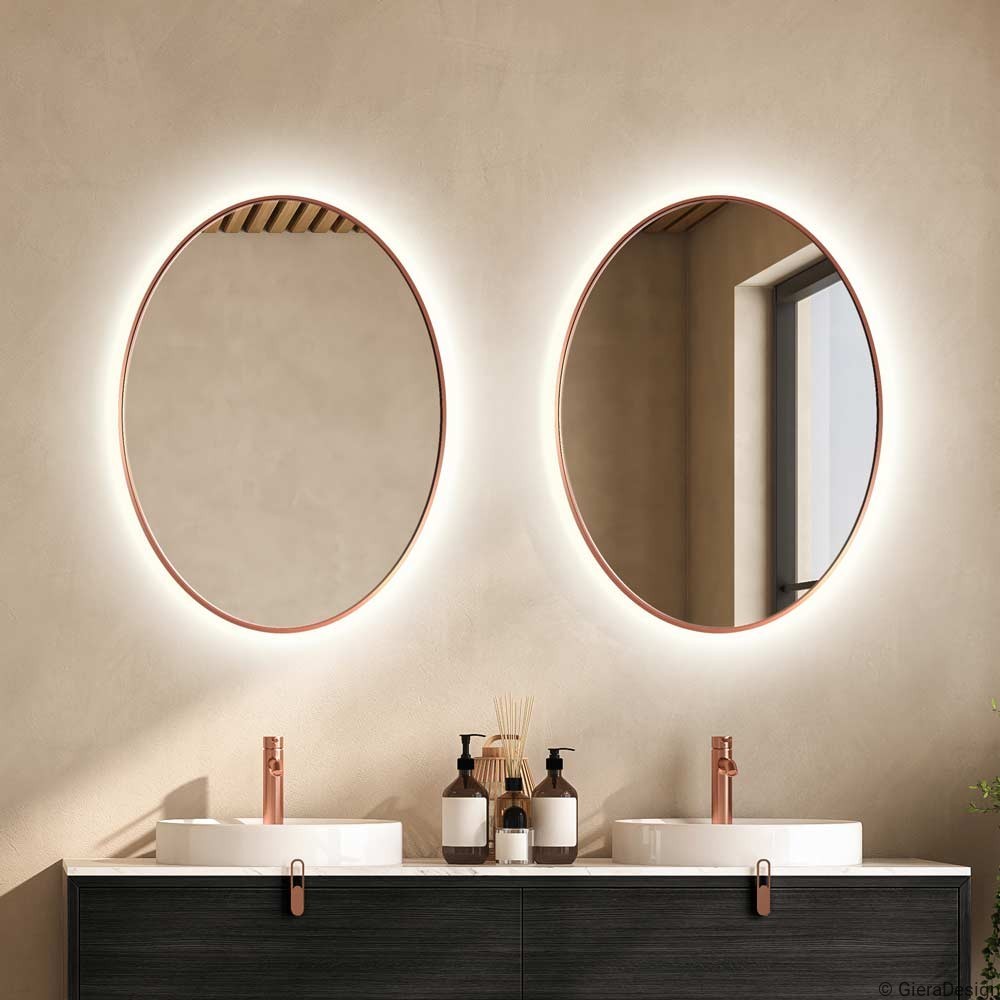 Espejo de Pared LED Ovalado 80 x 50 cm para Baño Retroiluminado