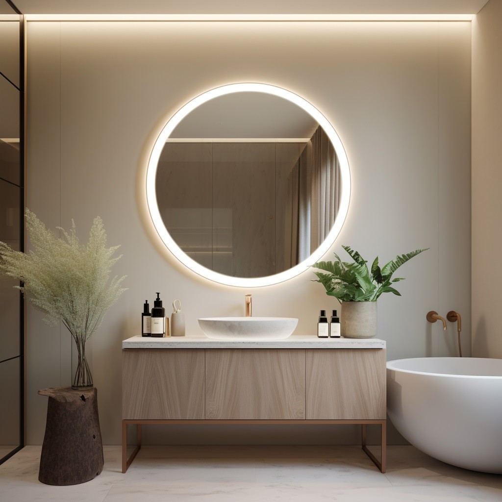 Baño con espejos de luz led indirecta.
