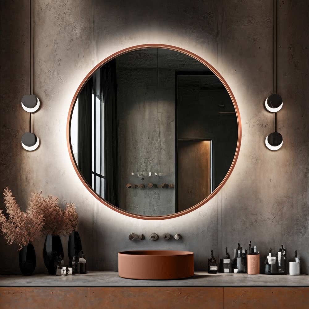 Espejo redondo decorativo en la pared - sin marco 