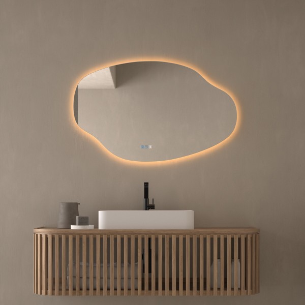 Espejo Asimétrico Con Luz LED Para Baño