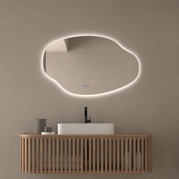 Espejo Asimétrico Con Luz LED Para Baño