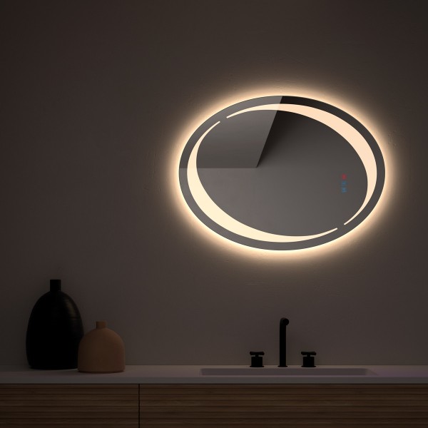 Espejo Ovalado Para Baño Con Luz LED