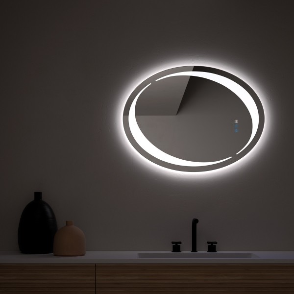 Espejo Ovalado Para Baño Con Luz LED