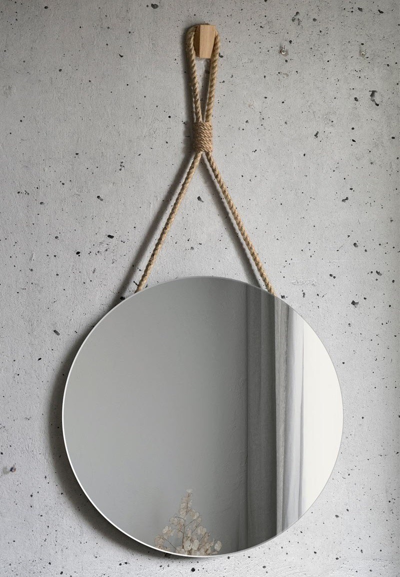 Espejo decorativo redondo natural con cuerda D.60 cm